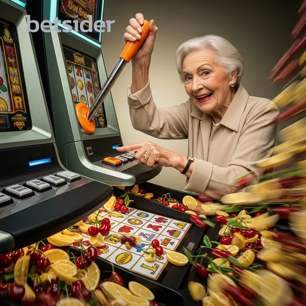 Excited woman winning at a slot machine